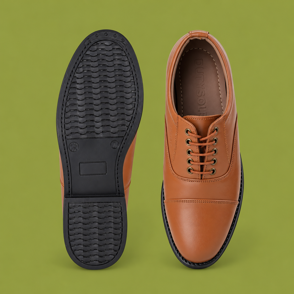 DUTYSOLE Oxford Premium Leather Shoes - Desert Tan | Formal Police Uniform Lace-Up Office Dress Shoes | Unisex
