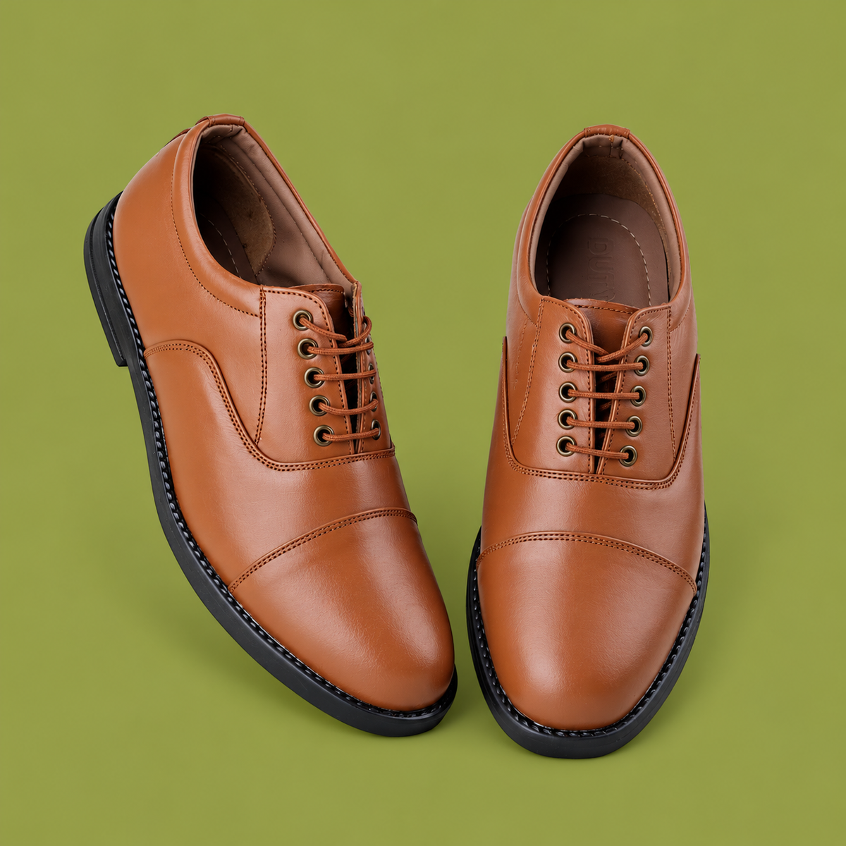 DUTYSOLE Oxford Premium Leather Shoes - Desert Tan | Formal Police Uniform Lace-Up Office Dress Shoes | Unisex