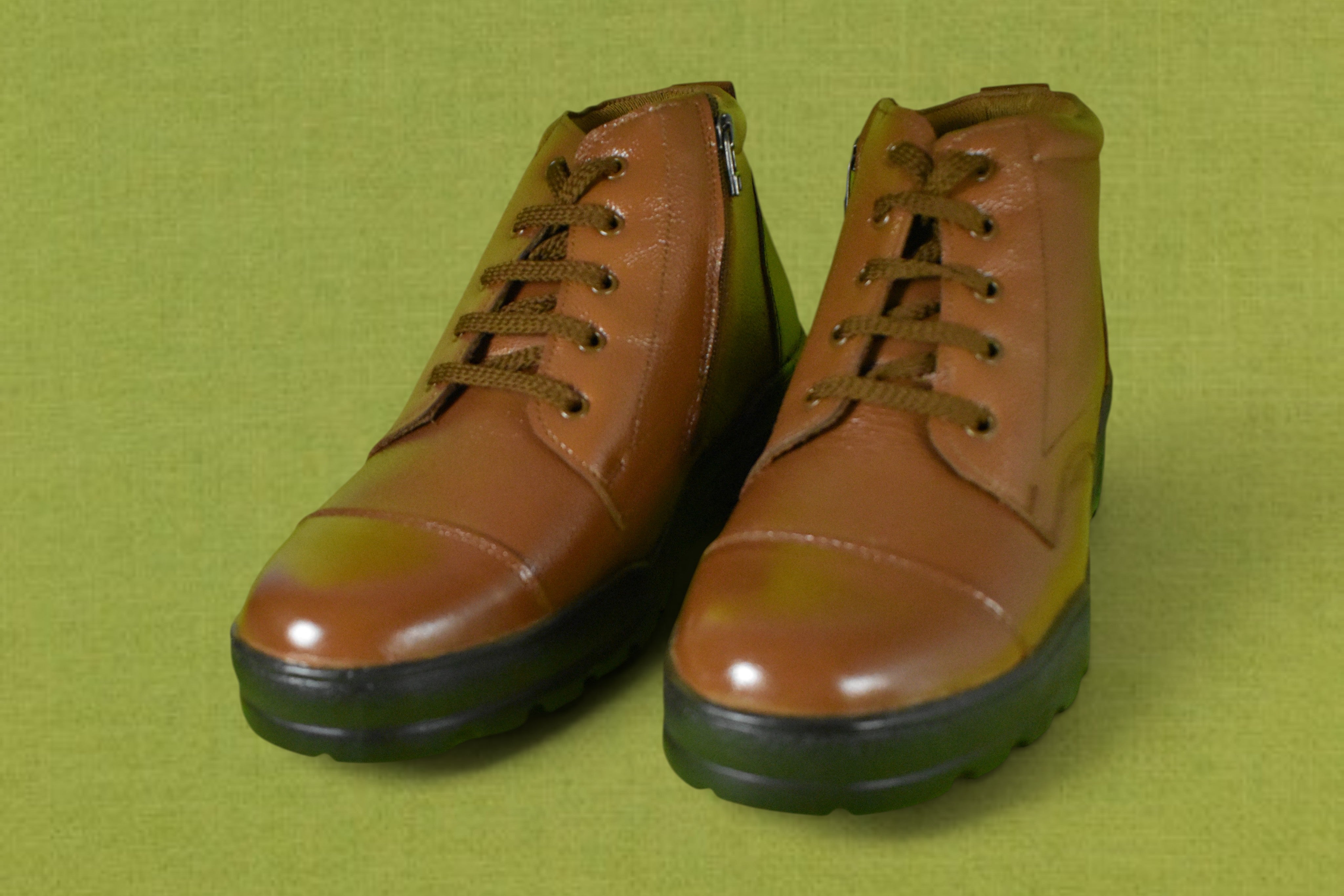 DUTYSOLE Premium Leather Combat Boots - Brown | Tactical Military Police Lace-Up Ankle Boots with Side Zipper | Unisex