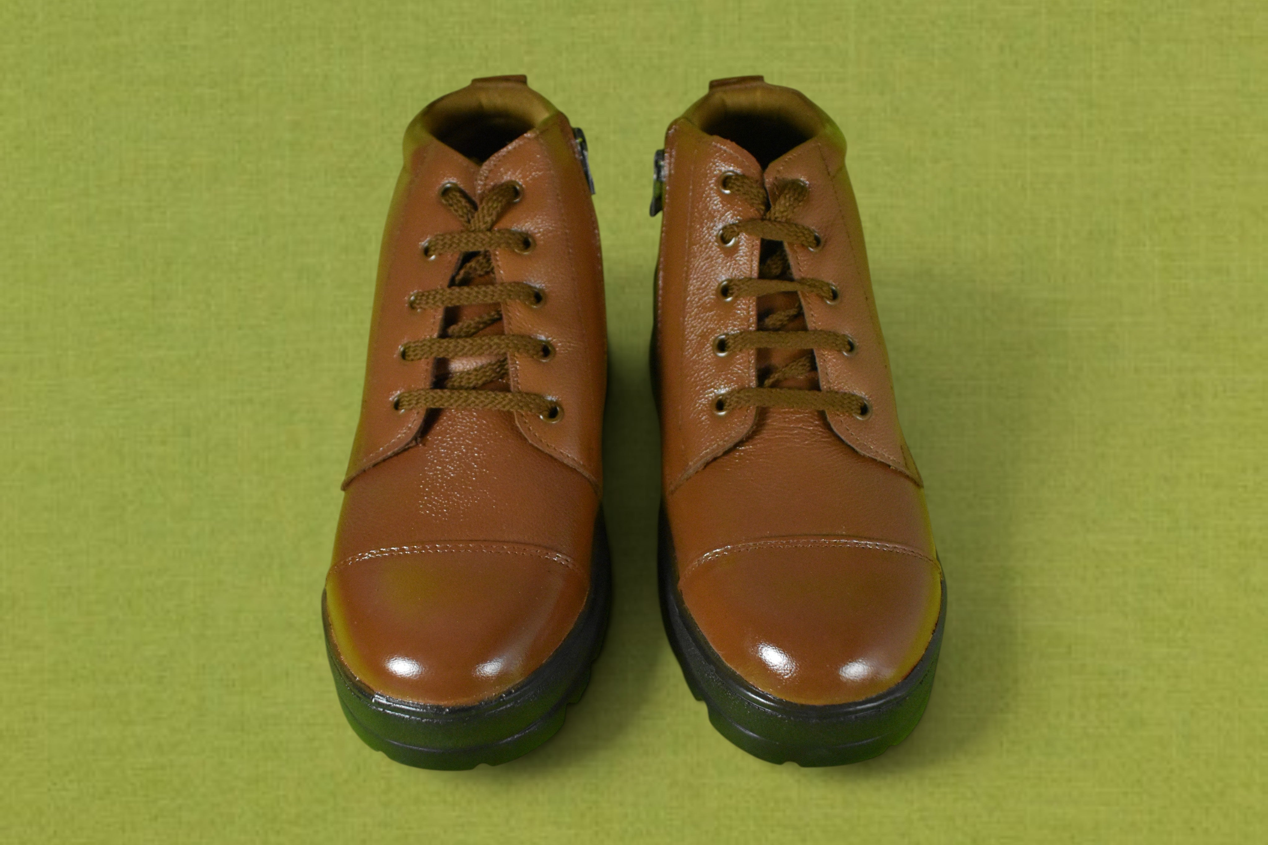 DUTYSOLE Premium Leather Combat Boots - Brown | Tactical Military Police Lace-Up Ankle Boots with Side Zipper | Unisex