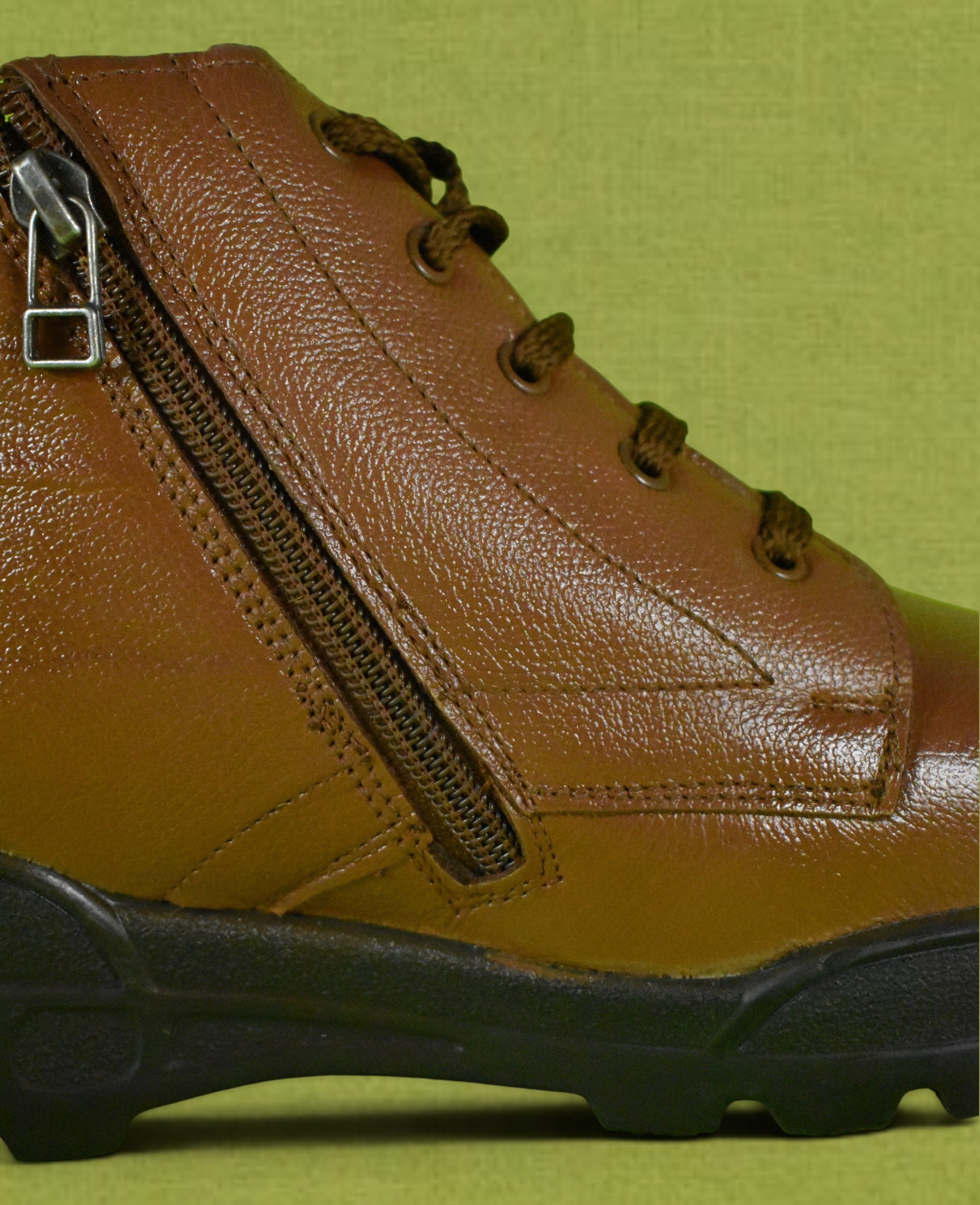 DUTYSOLE Premium Leather Combat Boots - Brown | Tactical Military Police Lace-Up Ankle Boots with Side Zipper | Unisex
