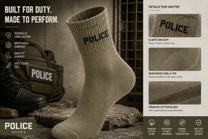 DUTYSOLE Officer Socks - Olive Khakhi | Free Size Pack of 6 | Unisex