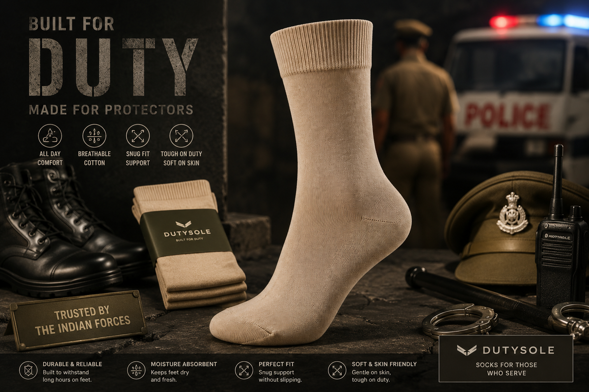 DUTYSOLE Officer Socks - Desert Tan | Free Size Pack of 3 | Unisex