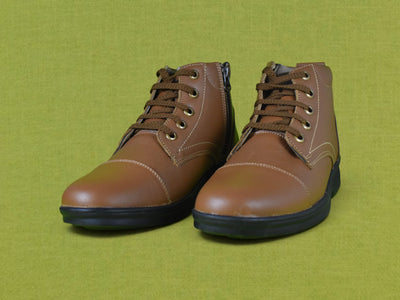 DUTYSOLE Premium Leather Marshall Boots - Tan | Tactical Military Police Lace-Up Ankle Boots with Side Zipper | Unisex