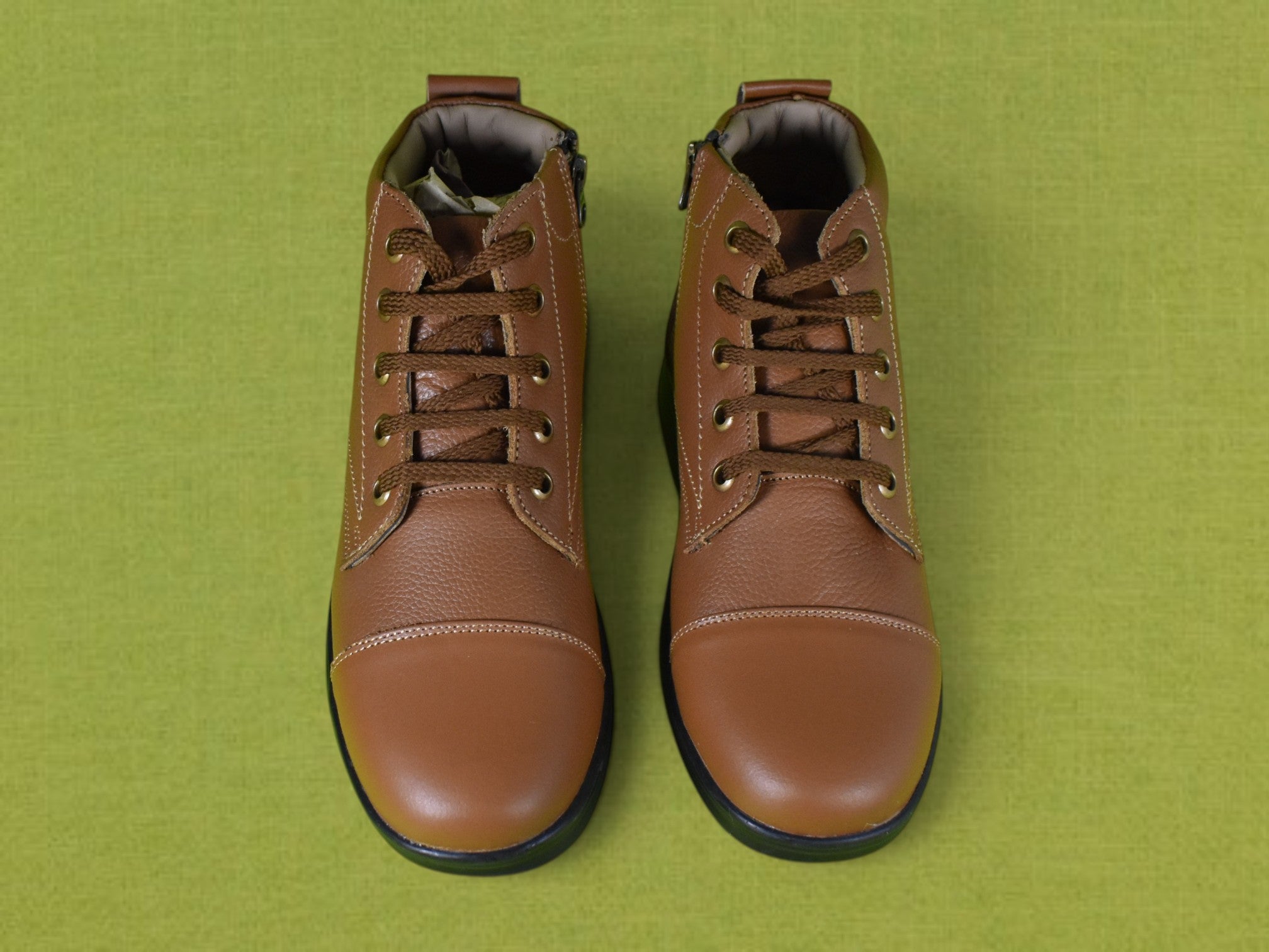DUTYSOLE Premium Leather Marshall Boots - Tan | Tactical Military Police Lace-Up Ankle Boots with Side Zipper | Unisex