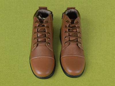 DUTYSOLE Premium Leather Marshall Boots - Tan | Tactical Military Police Lace-Up Ankle Boots with Side Zipper | Unisex