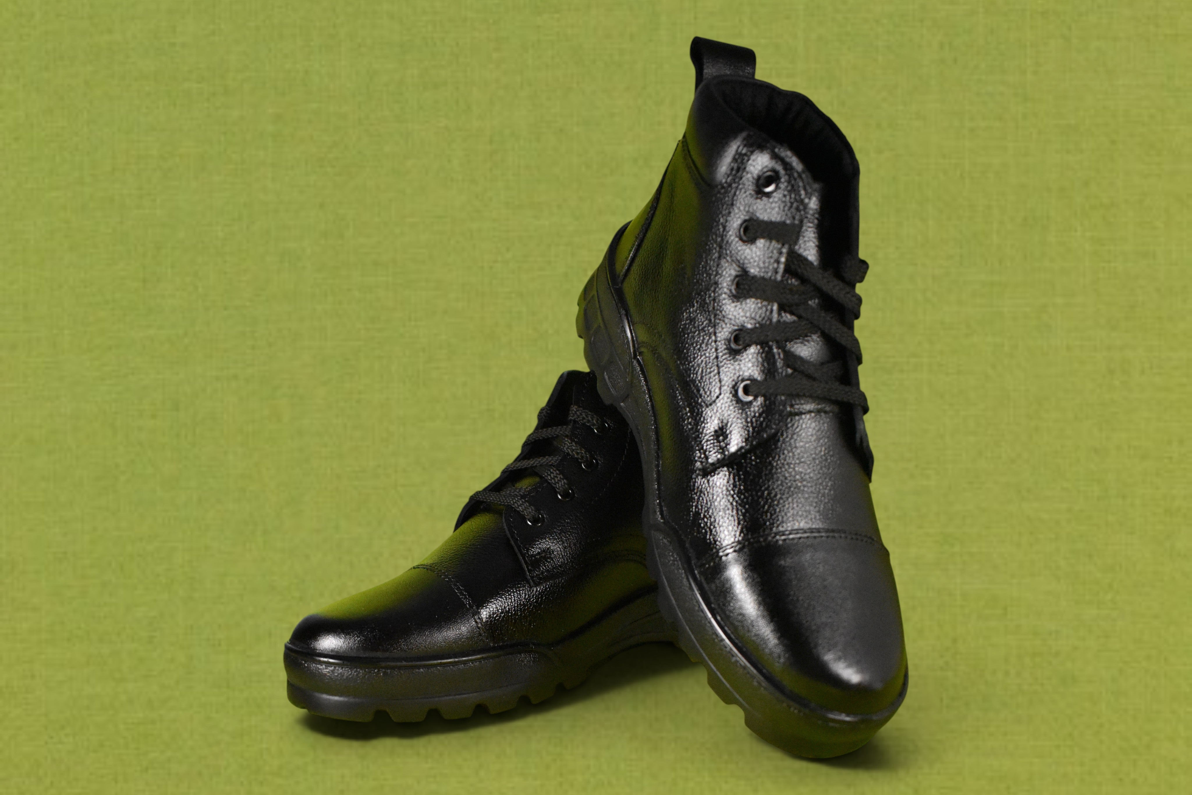 DUTYSOLE Premium Leather Combat Boots - Black | Tactical Military Police Lace-Up Ankle Boot | Unisex
