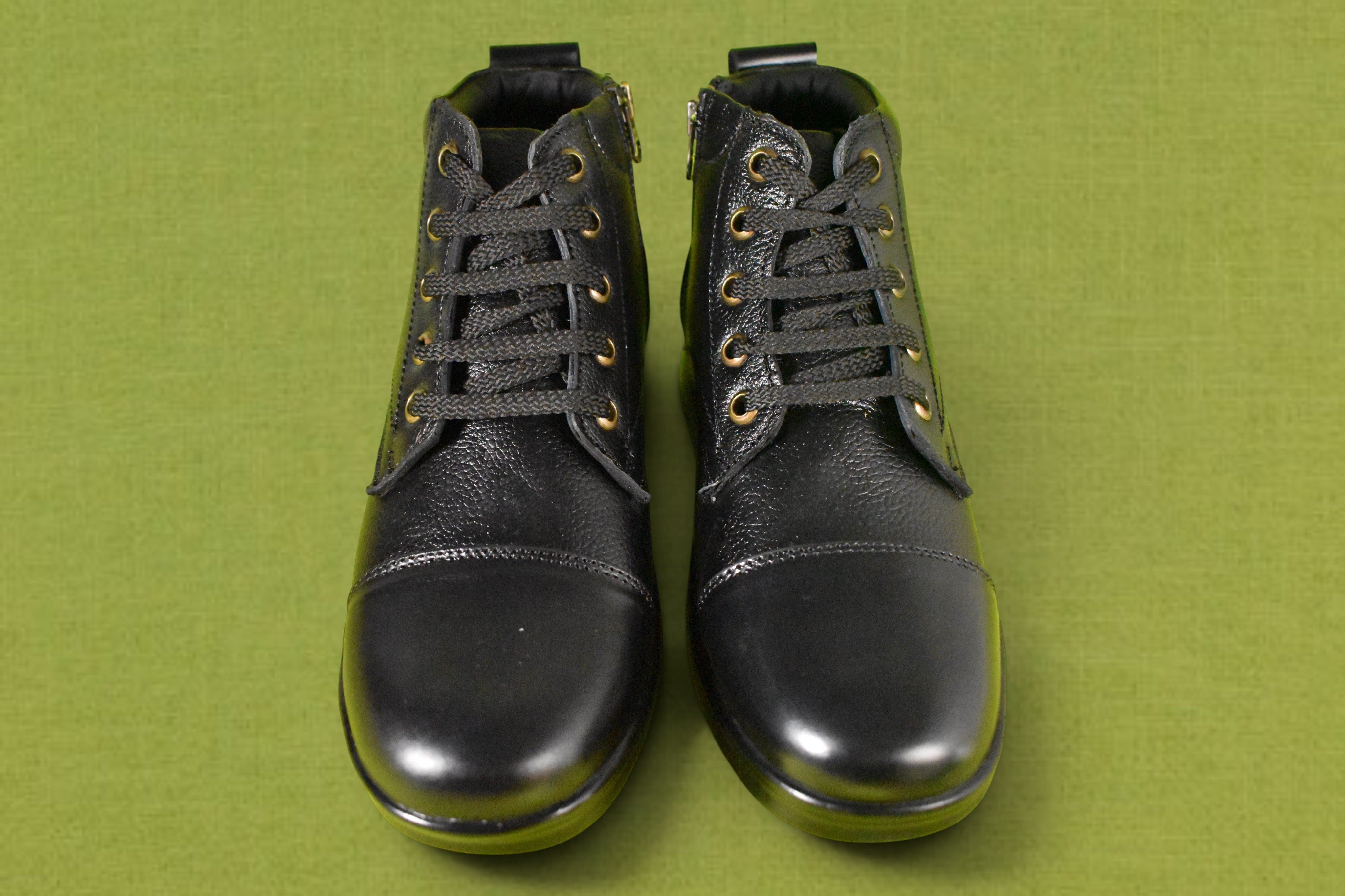 DUTYSOLE Premium Leather Marshall Boots - Black | Tactical Military Police Lace-Up Ankle Boots with Side Zipper | Unisex